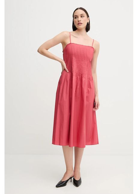 Sisley rochie din bumbac culoarea roz midi evazat 4xuclv076