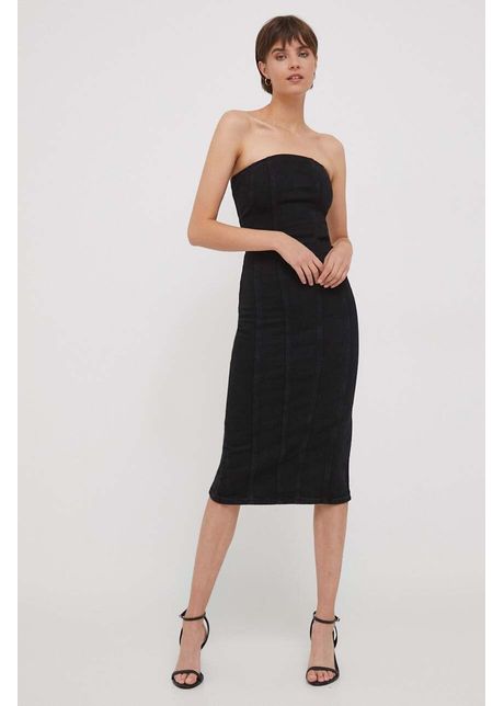 Sisley rochie din denim culoarea negru mini mulat