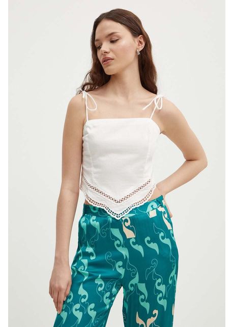 Sisley top din bumbac culoarea bej