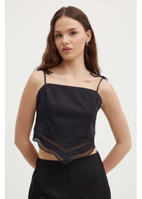 Sisley top din bumbac culoarea negru