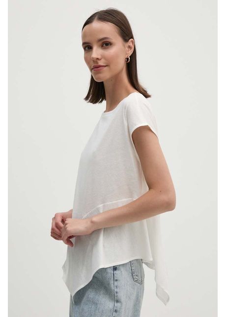Sisley tricou din amestec de in culoarea alb 36qkl106g