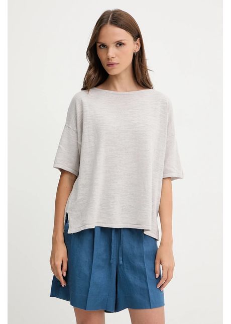 Sisley tricou din amestec de in culoarea gri 105gm106h