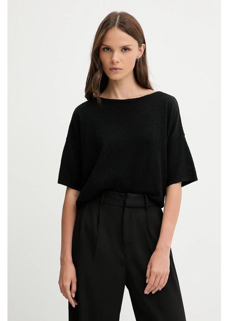 Sisley tricou din amestec de in culoarea negru 105gm106h