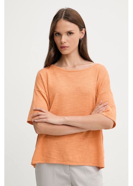 Sisley tricou din amestec de in culoarea portocaliu 105gm106h