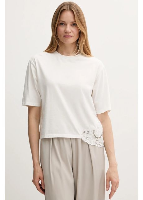 Sisley tricou din bumbac culoarea bej, 3F1QL107M