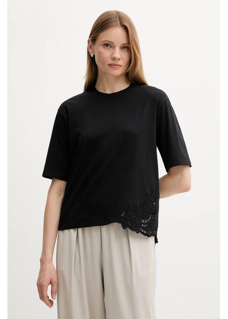 Sisley tricou din bumbac culoarea negru, 3F1QL107M