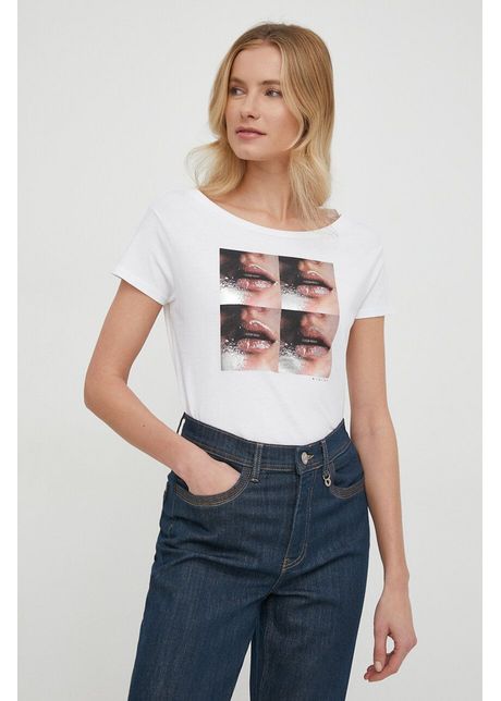 Sisley tricou din bumbac femei culoarea alb