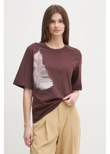 Sisley tricou din bumbac femei culoarea maro 3i1xl106r