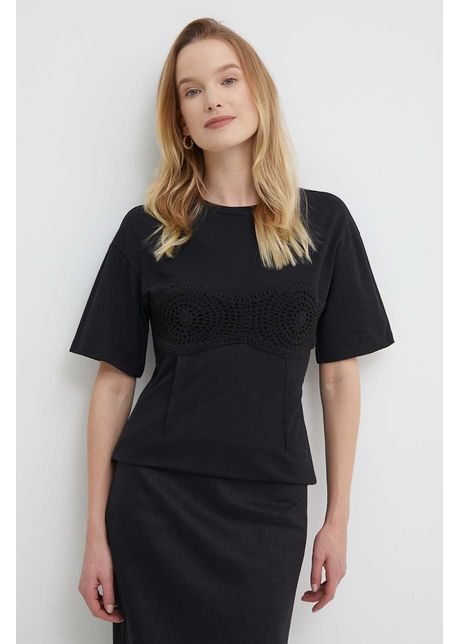 Sisley tricou din bumbac femei culoarea negru