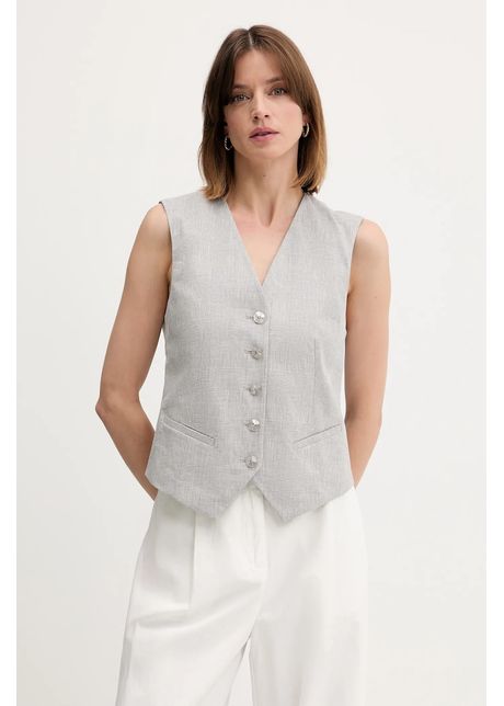 Sisley vest cu amestec de in culoarea gri un singur r nd de nasturi 2x0klj00s