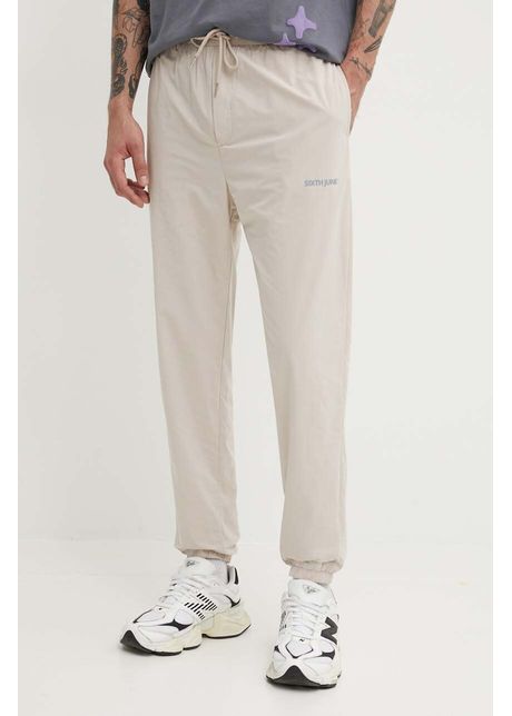 Sixth june pantaloni de trening culoarea bej neted
