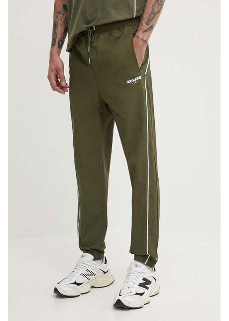 Sixth june pantaloni de trening culoarea verde neted