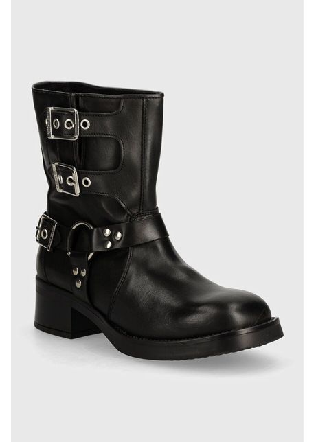 Steve madden cizme de piele becase femei culoarea negru cu toc plat sm11003095
