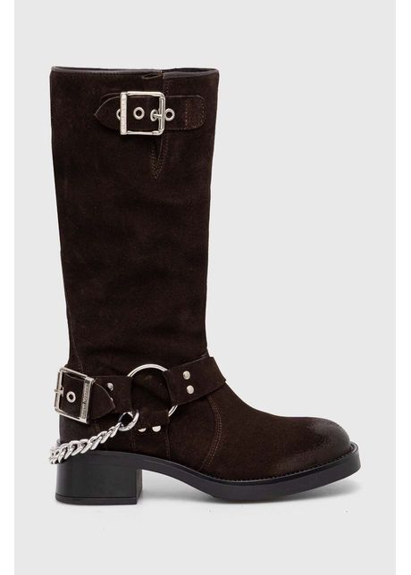 Steve madden cizme din nubuc beau c culoarea maro cu toc plat sm11003094