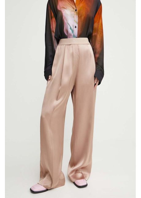 Stine goya pantaloni femei culoarea bej lat high waist sg5449