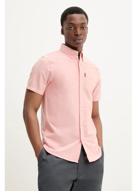 Superdry camasa din bumbac barbati culoarea portocaliu cu guler button down regular m4010944a f5m