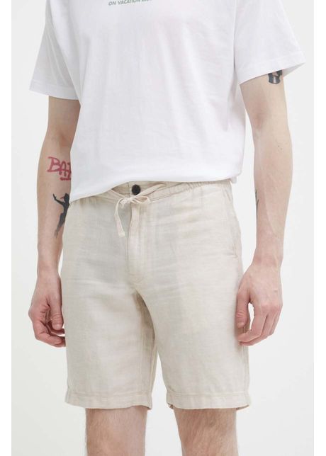 Superdry pantaloni scurti din in culoarea bej