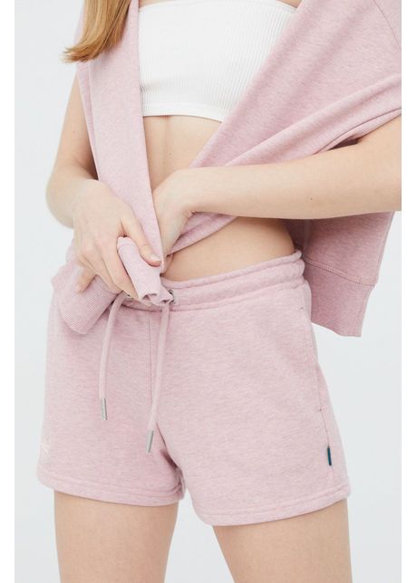 Superdry pantaloni scurti femei culoarea roz cu imprimeu high waist