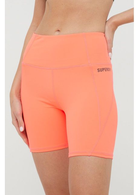 Superdry pantaloni scurti femei culoarea roz neted high waist
