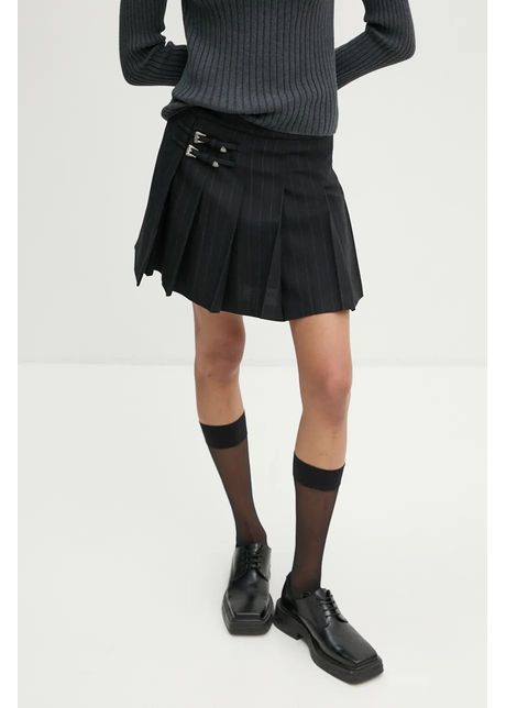 The kooples fusta de lana culoarea negru mini evazati fjup29224k
