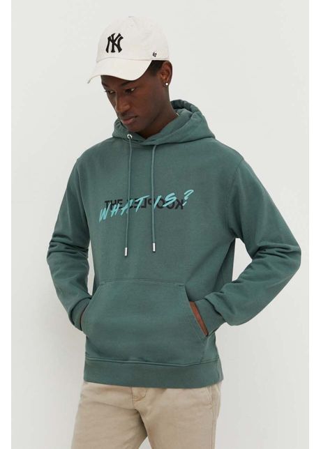 The kooples hanorac de bumbac barbati culoarea verde cu glug cu imprimeu