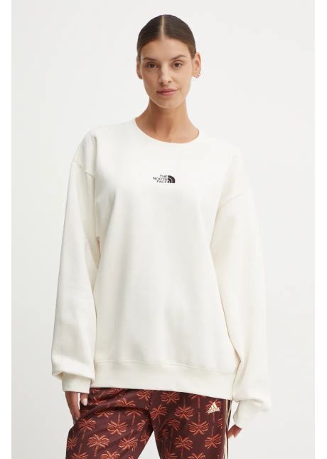 The north face bluza essential crew femei culoarea bej cu imprimeu nf0a89epqli1