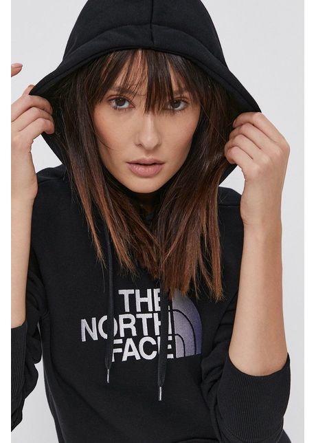 The north face hanorac de bumbac femei culoarea negru cu glug cu imprimeu nf0a55ecjk31 jk31