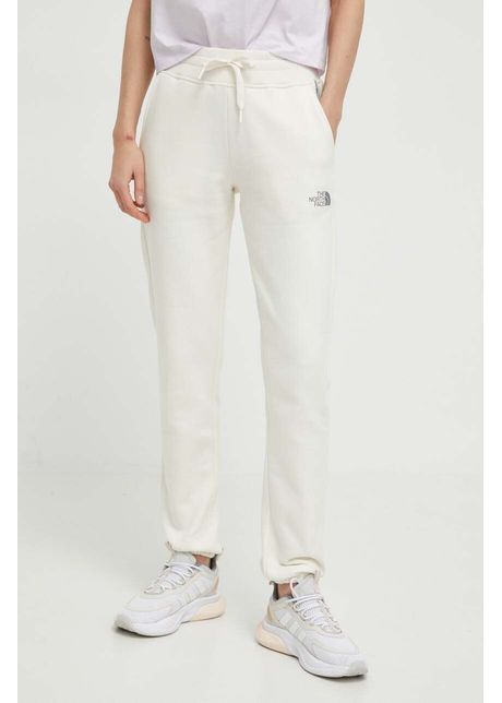 The north face pantaloni de trening din bumbac culoarea bej cu imprimeu nf0a87dmqli1