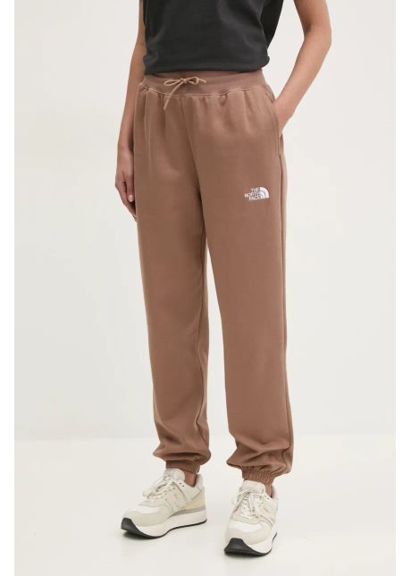 The north face pantaloni de trening essential relaxed femei culoarea maro cu imprimeu nf0a8c1g6ih1