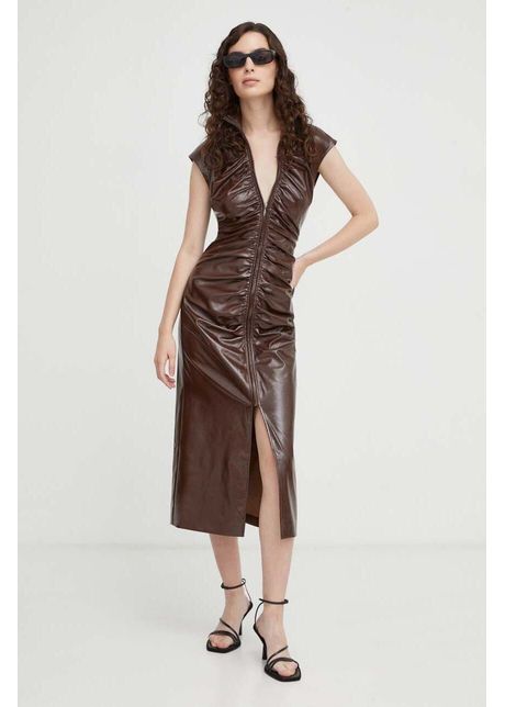 Tiger of sweden rochie anouka culoarea maro midi mulat