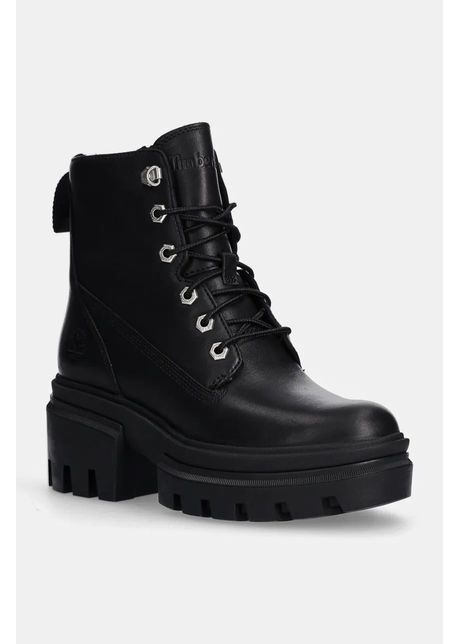Timberland bocanci de piele everleigh femei culoarea negru cu toc plat tb0a41s70151
