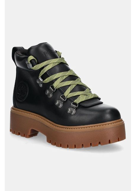Timberland bocanci de piele stone street femei culoarea negru cu toc plat tb0a27vjw021