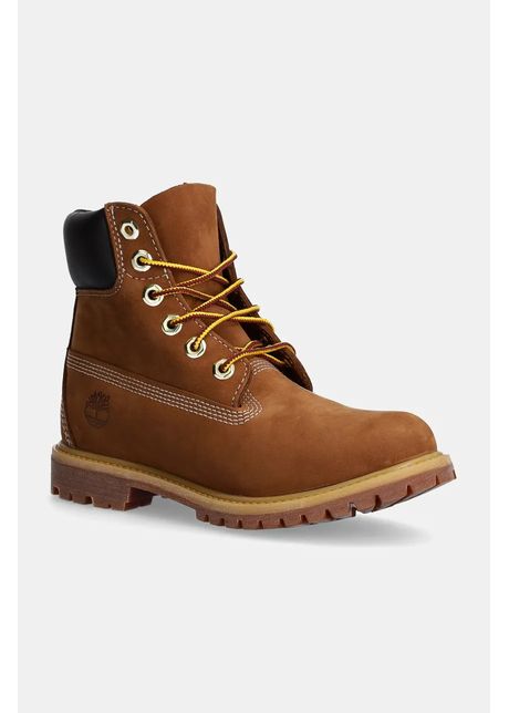 Timberland bocanci din nubuc premium 6 inch boot culoarea maro cu toc plat tb1103602141