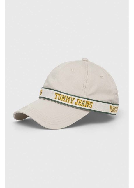 Tommy jeans apc de baseball din bumbac culoarea bej cu imprimeu