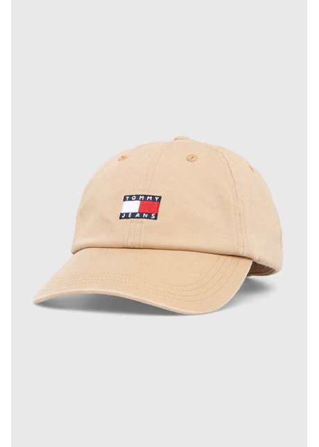 Tommy jeans apc de baseball din bumbac culoarea bej cu imprimeu