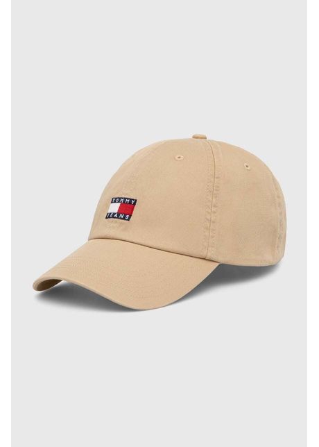 Tommy jeans apc de baseball din bumbac culoarea bej cu imprimeu