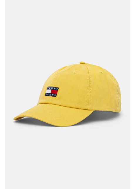 Tommy jeans apc de baseball din bumbac culoarea galben cu imprimeu
