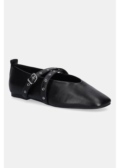 Tommy jeans balerini de piele tjw leather maryjane ballerina culoarea negru en0en02868