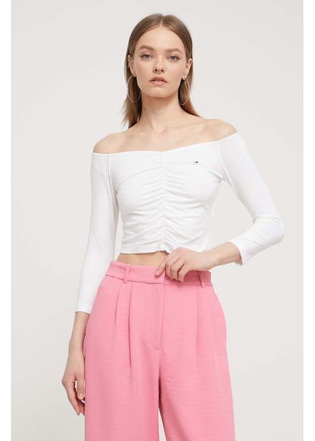 Tommy jeans bluz culoarea bej uni dw0dw17892