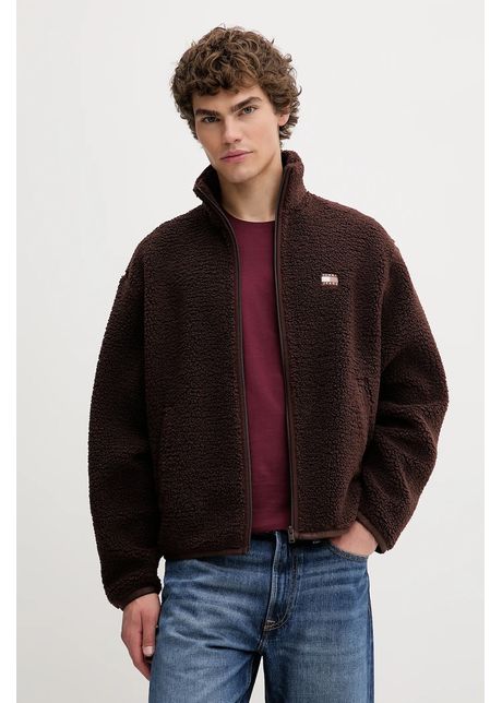 Tommy Jeans bluză culoarea maro, cu imprimeu, DM0DM22078