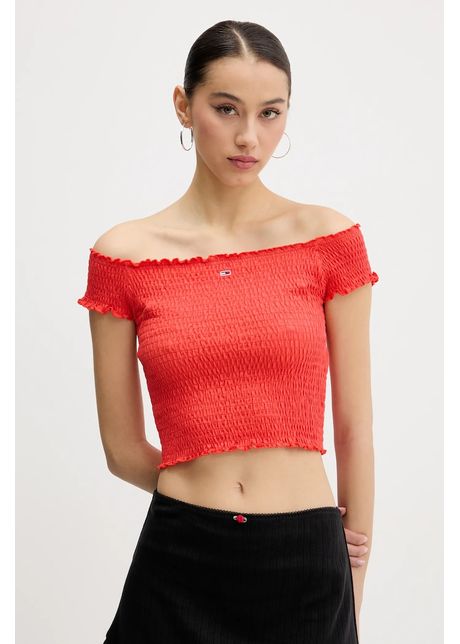 Tommy jeans bluz culoarea portocaliu uni dw0dw20238