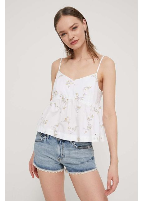 Tommy jeans bluza din bumbac femei culoarea alb neted