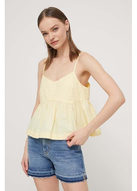 Tommy jeans bluza din bumbac femei culoarea galben neted