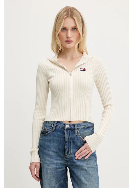 Tommy jeans cardigan culoarea bej light dw0dw20974