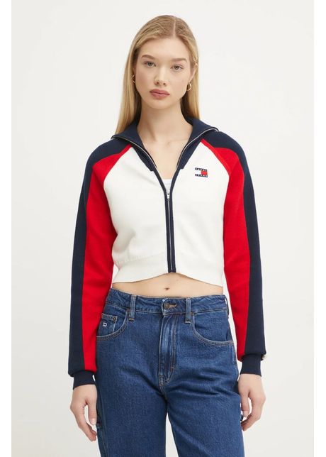 Tommy jeans cardigan din amestec de l n culoarea bej light dw0dw19338