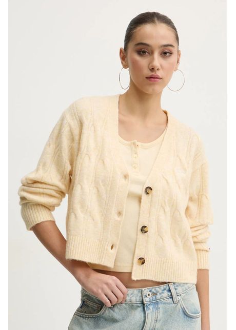 Tommy jeans cardigan din amestec de l n culoarea galben dw0dw20447