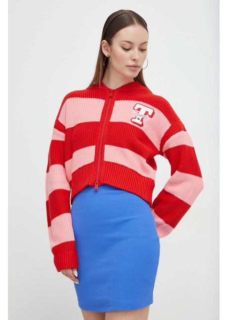 Tommy jeans cardigan femei culoarea ro u dw0dw17760