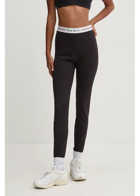 Tommy jeans colanti femei culoarea negru neted dw0dw18748