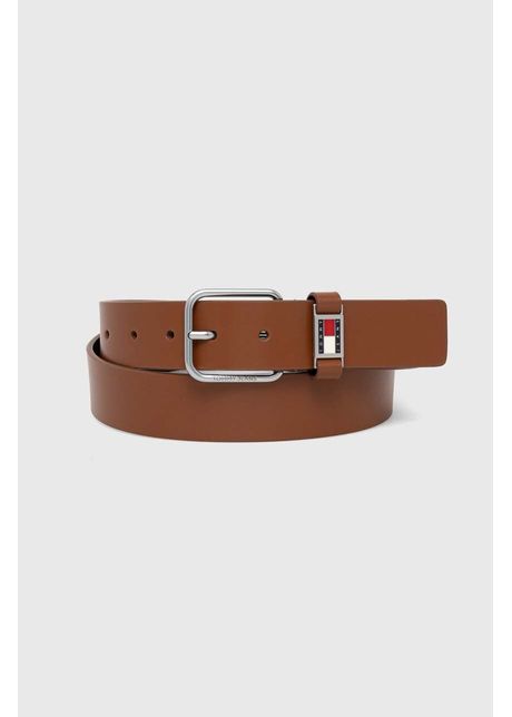 Tommy jeans curea de piele b rba i culoarea maro am0am12045