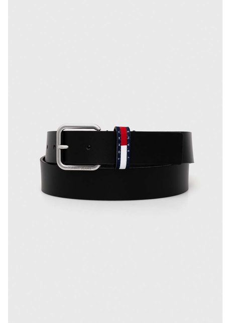 Tommy jeans curea de piele b rba i culoarea negru am0am12337